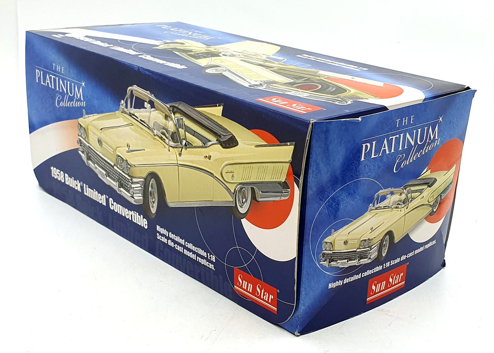 Sun Star 1/18 Scale Diecast 4812 - 1958 Buick Limited Convertible Glacier White