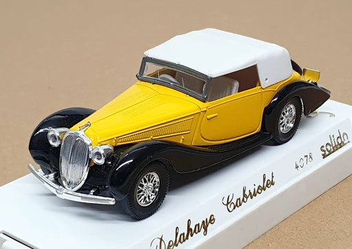 Solido 1/43 Scale 4078 - Delahaye Cabriolet Top Up - Yellow/Black/White