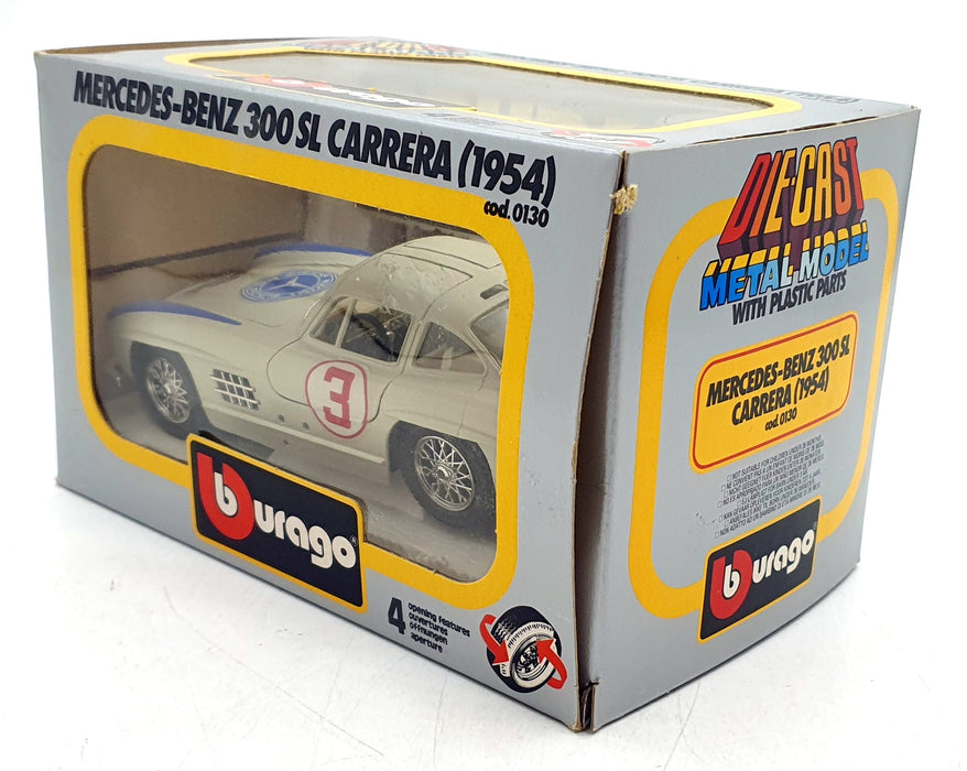 Burago 1/24 Scale Diecast 0130 - Mercedes-Benz 300SL Carrera 1954 - White