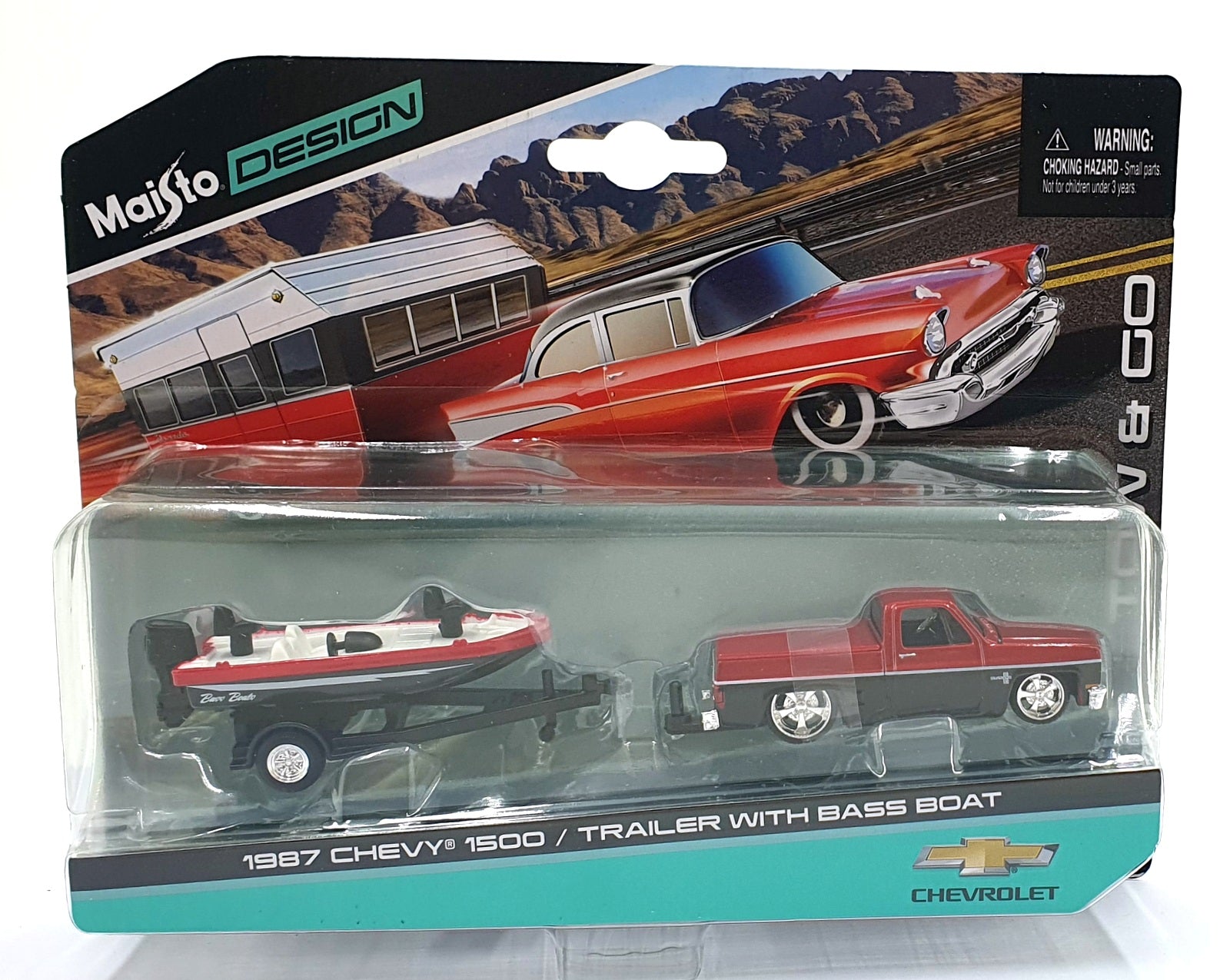 Maisto 1/64 Scale Diecast 15368 1987 Chevrolet 1500/Trailer with Bass Boat
