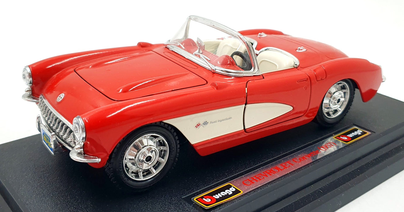 Burago 1/24 Scale Diecast 0524 - 1957 Chevrolet Corvette - Red/White