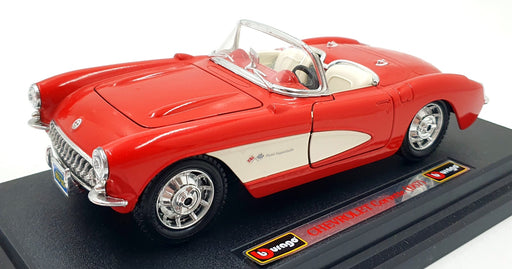 Burago 1/24 Scale Diecast 0524 - 1957 Chevrolet Corvette - Red/White