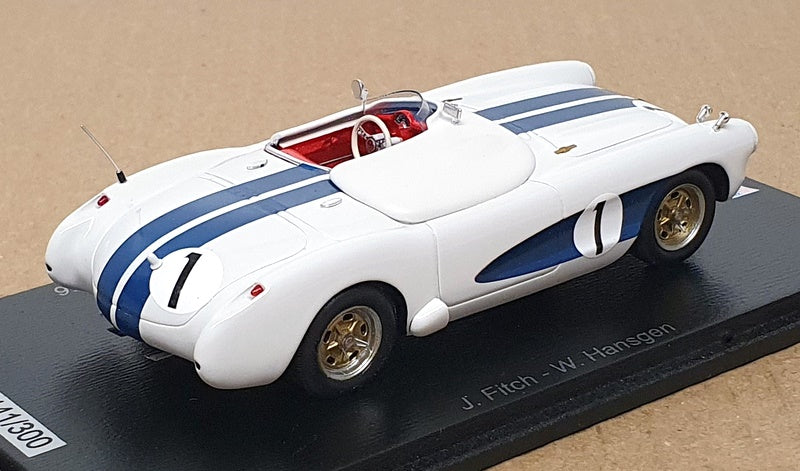 Spark 1/43 Scale US180 - Chevrolet Corvette C1 V8 #1 9th Sebring 12H 1956