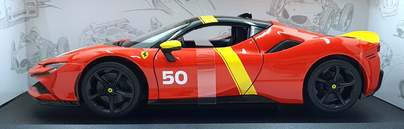 Burago 1/18 Scale Diecast 18-16021 - Ferrari SF90 Stradale Assetto Fiorano #50