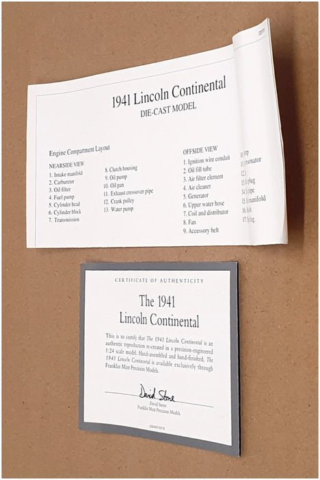 Franklin Mint 1/24 Scale B11RU76 - 1941 Lincoln Continental - Brown
