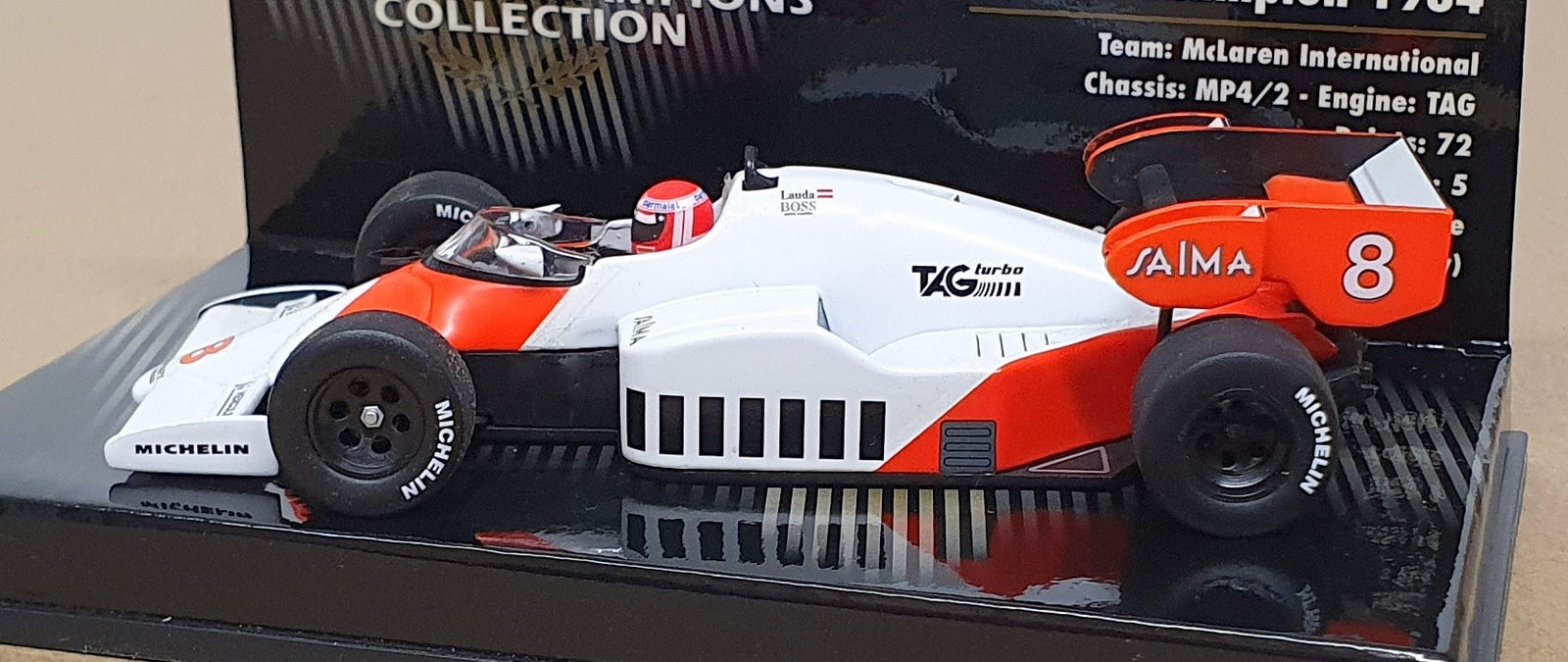 Minichamps 1/43 Scale 436 840008 - F1 McLaren MP4/2 World Champion 1984 Lauda