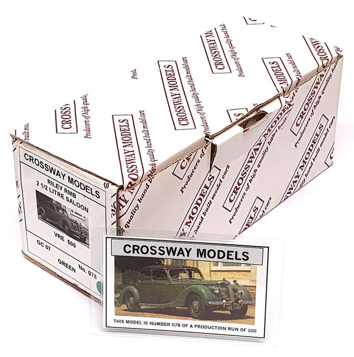 Crossway Models 1/43 Scale GC07 - Riley 2½ Litre Saloon - Green