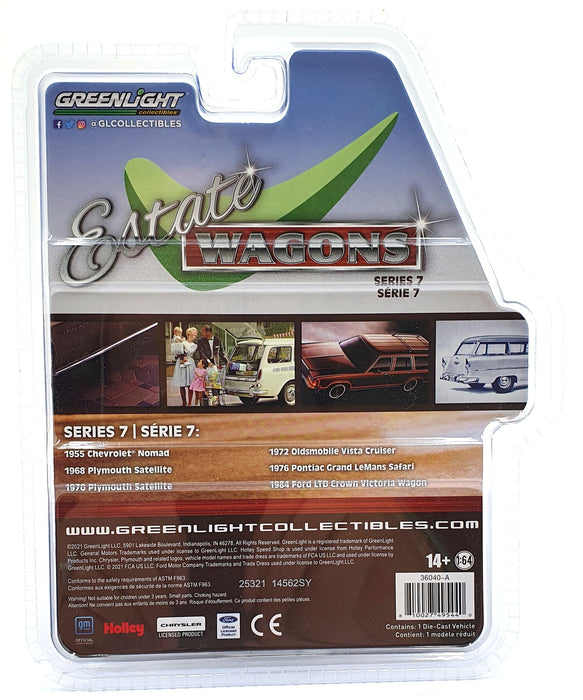 Greenlight 1/64 Scale 36040-A - 1955 Chevrolet Nomad - Green/White