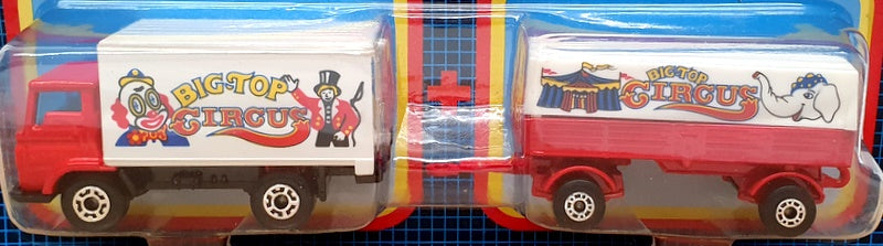 Matchbox 1/77 Scale 16099 - Dodge Truck & Trailer (Big Top Circus) Red/White
