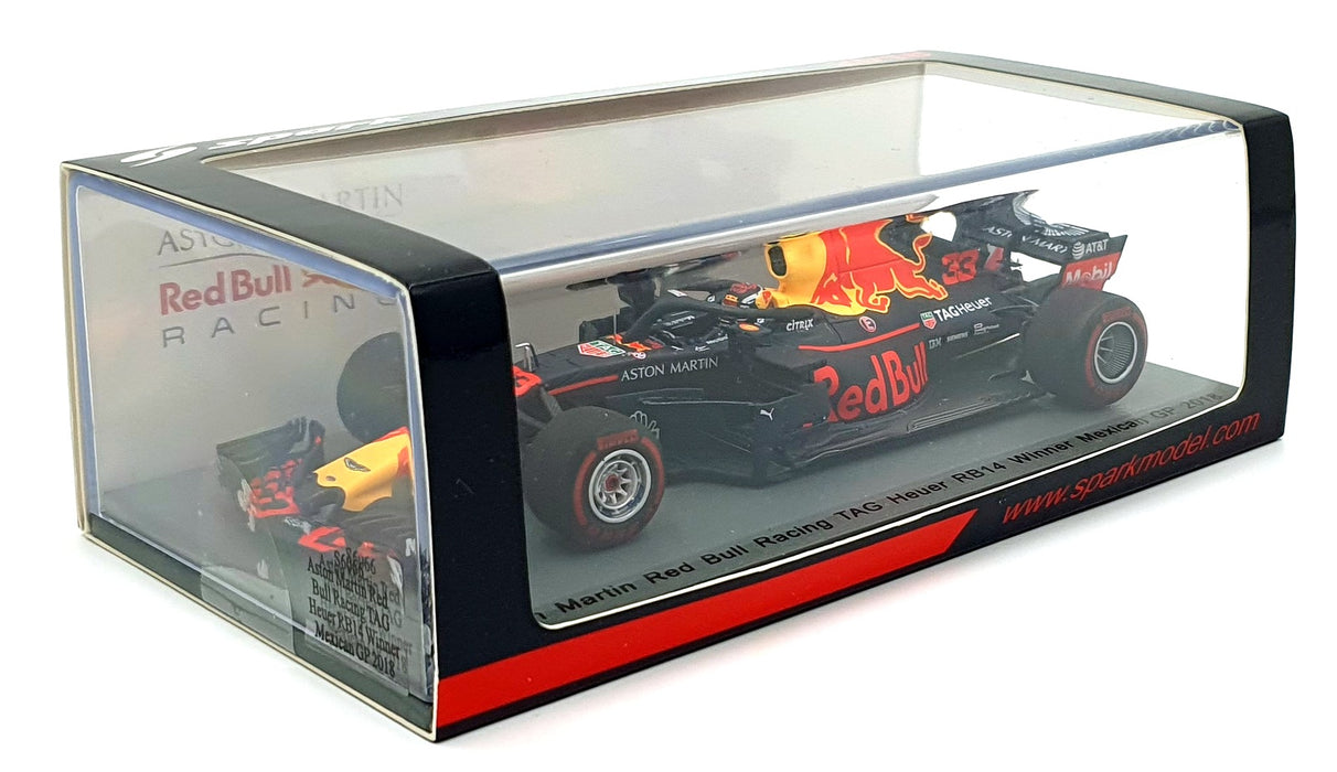 Spark 1/43 Scale S6066 - Aston Martin #33 TAG Heuer RB14 1st Mexican GP 2018