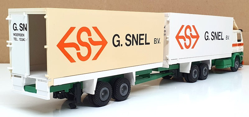 Tekno 1/50 Scale 62961 - Scania Truck & Trailer (G. SNEL) White/Orange/Green