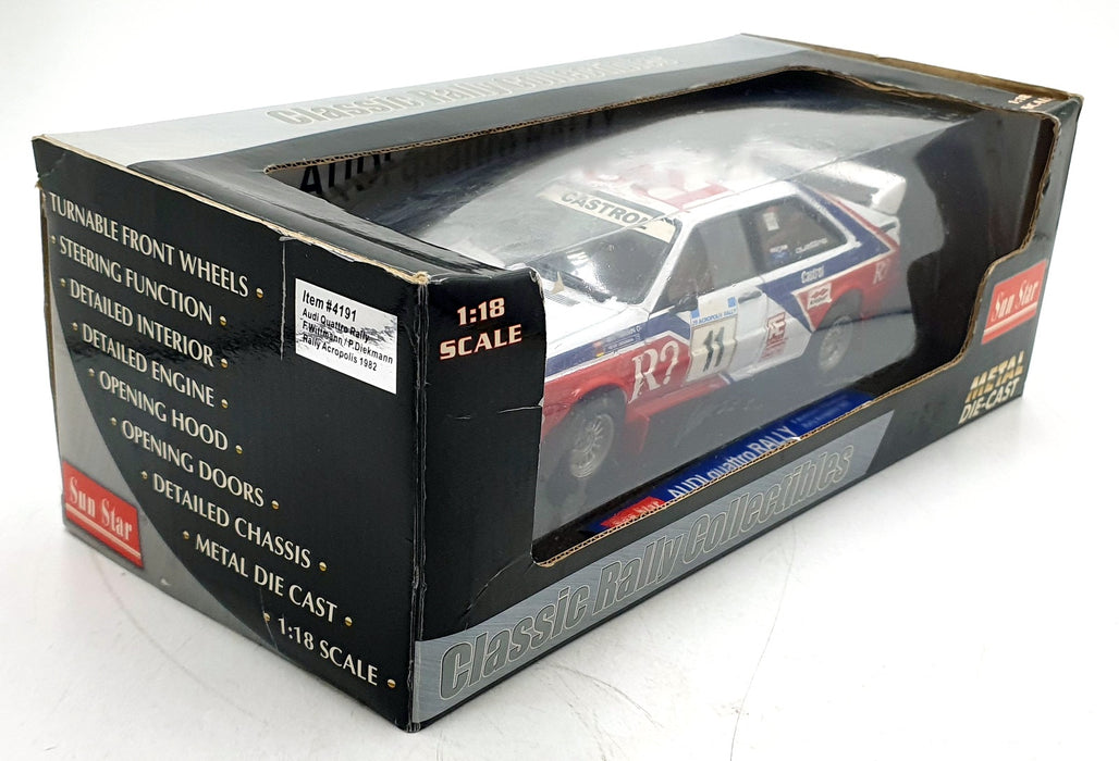 Sun Star 1/18 Scale 4191 - Audi Quattro Rally Acropolis 1982 #11 F.Wittmann