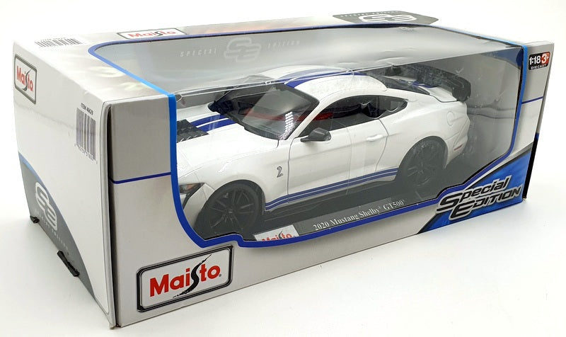 Maisto 1/18 Scale Diecast 46629 - 2020 Mustang Shelby GT500 - White/Blue