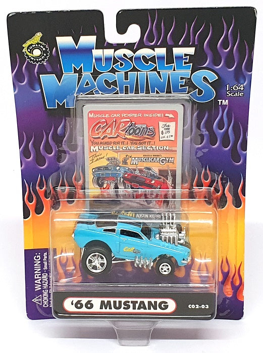 Muscle Machines 1/64 Scale 71171 C02-03 - 1966 Ford Mustang - Blue
