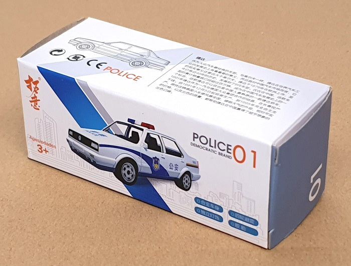 Xcartoys 1/59 Scale No. 01 - VW Volkswagen Jetta Police Car - White/Blue