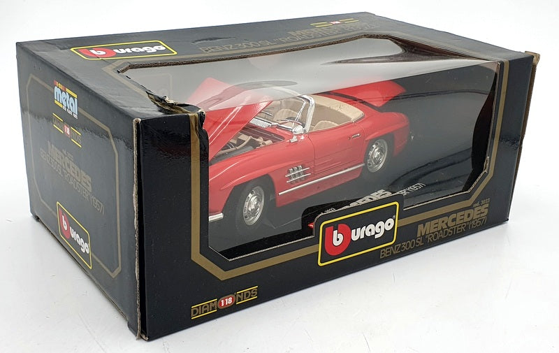 Burago 1/18 Scale Diecast 3023 - Mercedes-Benz 300SL Roadster 1957 - Red