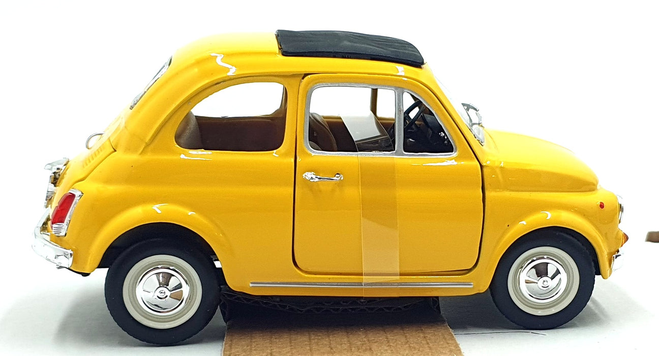 Burago 1/24 Scale Diecast 18-22098 - 1965 Fiat 500F - Yellow