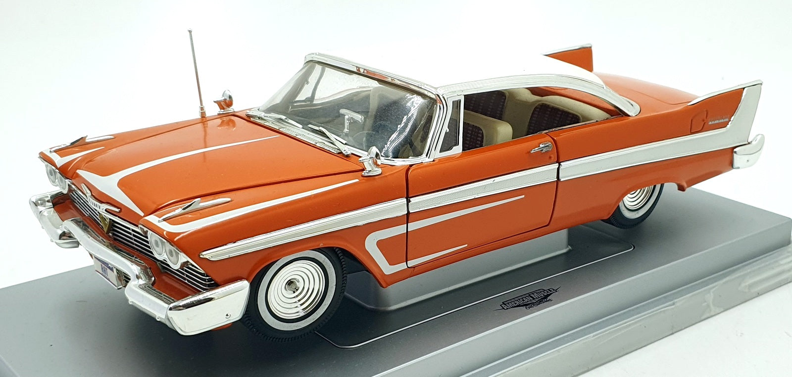 Ertl 1/18 Scale Diecast 33937 - 1958 Plymouth Belvedere - Orange/White
