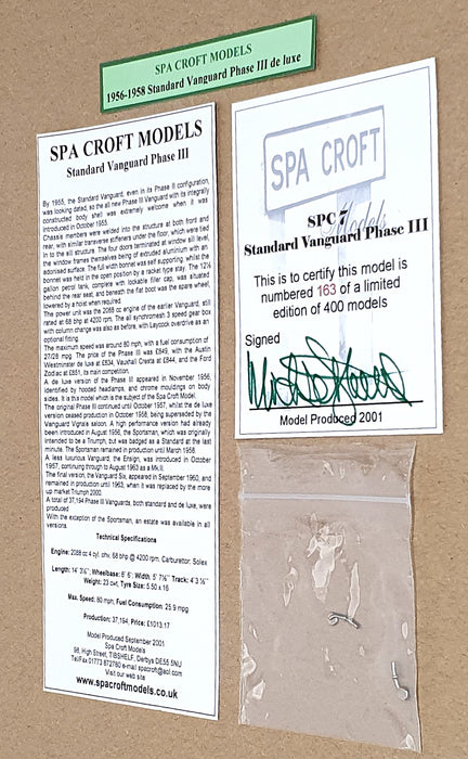 Spa Croft Models 1/43 Scale SPC7 - 1956 Standard Vanguard Phase III - Blue/Grey