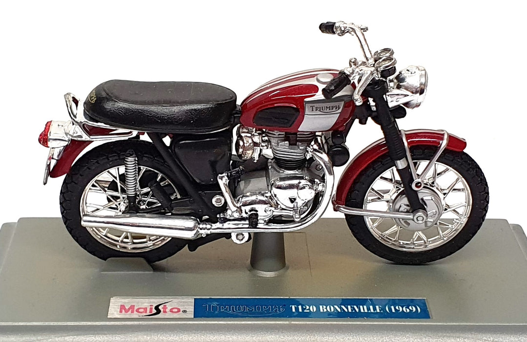 Maisto 1/18 Scale 39341 - 1969 Triumph Bonneville T120 - Dk. Red/Silver