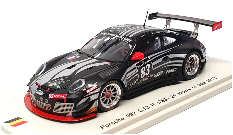Spark 1/43 Scale SB043 - Porsche 997 GT3 R #83 24Hrs Of Spa 2013 - Black