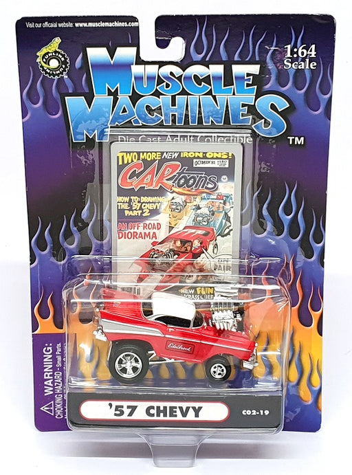 Muscle Machines 1/64 Scale 71171 C02-19 - 1957 Chevrolet Chevy - Red/White