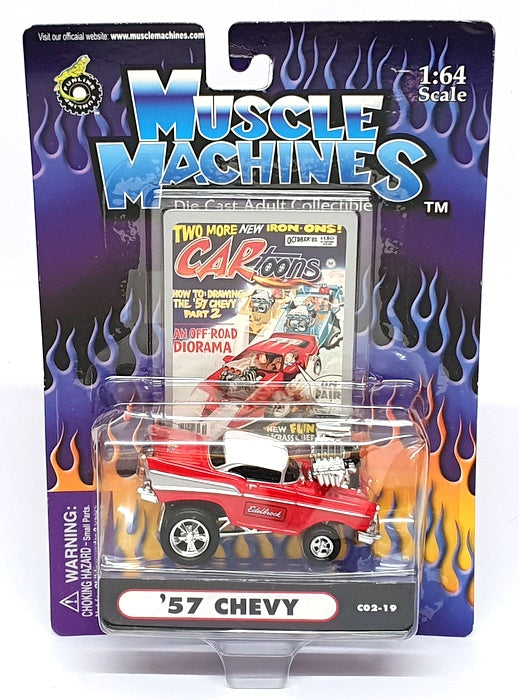 Muscle Machines 1/64 Scale 71171 C02-19 - 1957 Chevrolet Chevy - Red/White