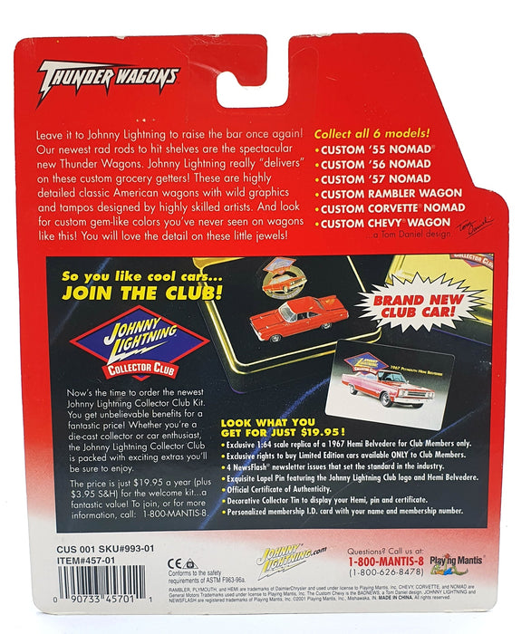 Johnny Lightning 1/64 Scale 442-02 Thunder Wagon Custom '57 Nomad - Met Red
