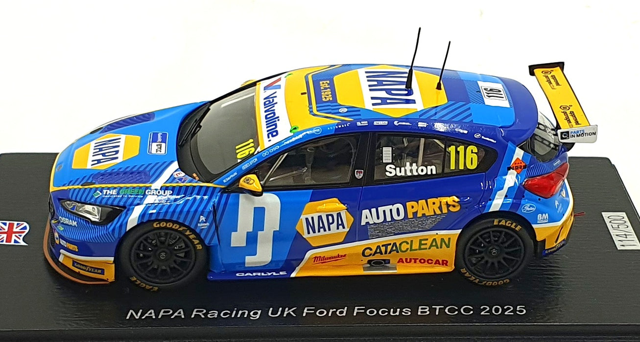 Spark 1/43 Scale UK028 - NAPA Racing UK Ford Focus #116 BTCC 2025 - Sutton