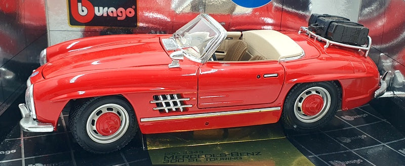 Burago 1/18 Scale 3343 - 1957 Mercedes Benz 300SL Touring Red w/ Dk. Brown Case