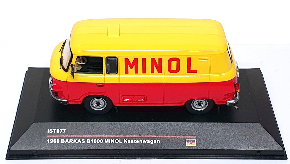 IST Models 1/43 Scale IST077 - 1960 Barkas B1000 Van Minol - Yellow/Red