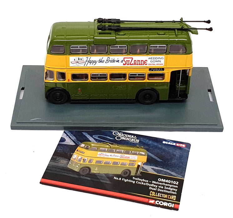 Corgi 1/76 Scale OM40102B - Trolleybus Wolverhampton Rt. 58 Dudley Dual Dest.