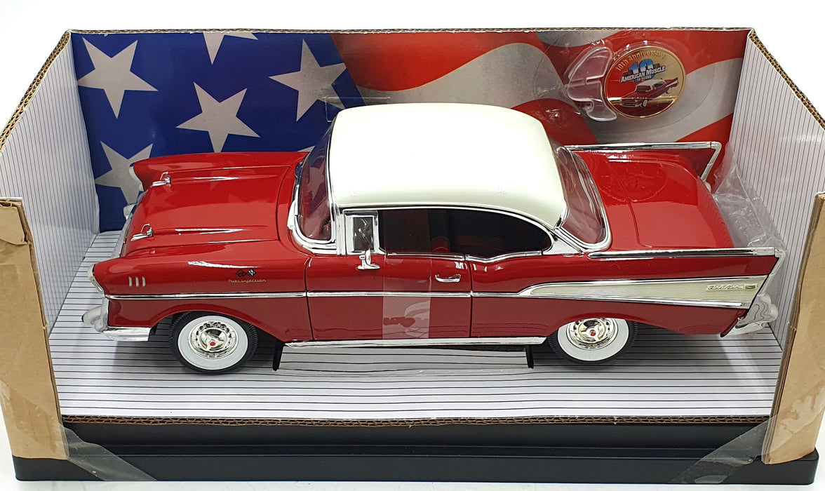 Ertl 1/18 Scale Diecast 32917 - 1957 Chevrolet Bel Air Hardtop - Red/White