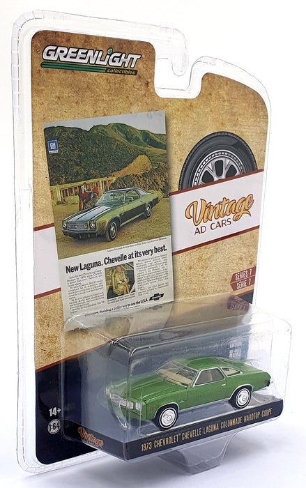 Greenlight 1/64 Scale 39100-E 1973 Chevrolet Chevelle Laguna Hardtop Coupe Green