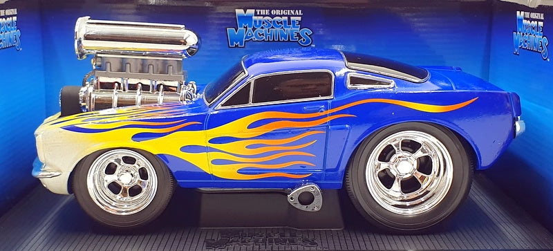 Muscle Machine 1/18 Scale Diecast 61189 - 1966 Ford Mustang - Blue with Flame