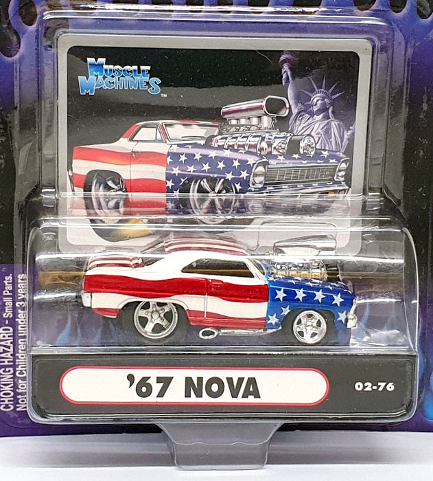 Muscle Machines 1/64 Scale 71161 02-76 - 1967 Chevrolet Nova - Stars & Stripes
