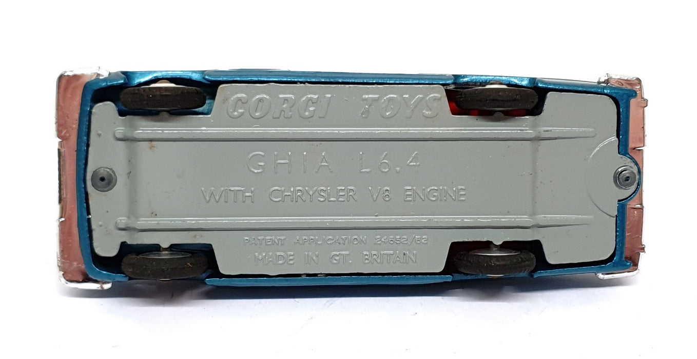 Corgi Toys 10cm Long Original Diecast 241 Ghia L.6.4 With Chrysler Engine - Blue