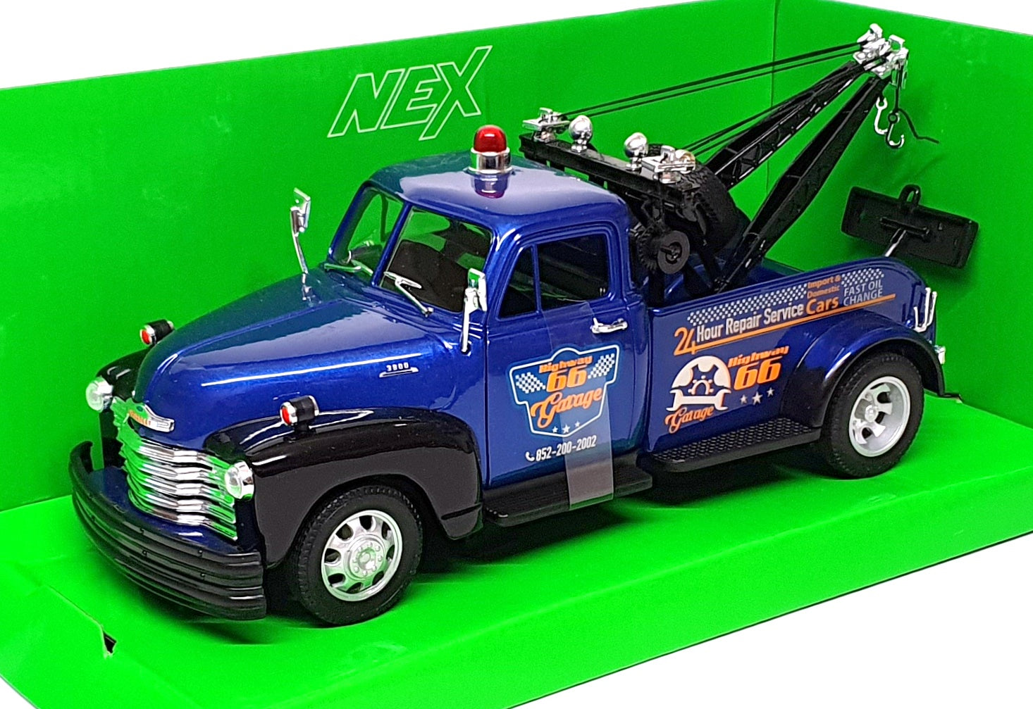 Welly 1/24 Scale 22086S-W - 1953 Chevrolet Tow Truck Highway 66 - Met. Blue