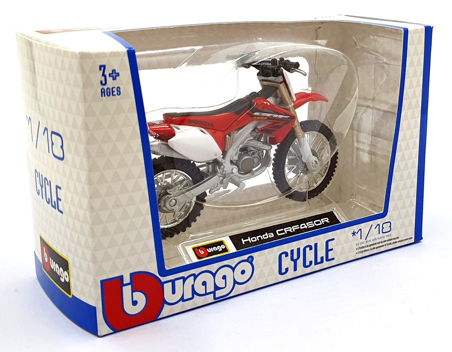 Burago 1/18 Scale 18-51023 - Honda CRF45OR Motorbike - Red