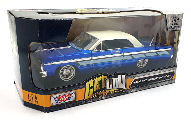 Motor Max 1/24 Scale 79021 - 1964 Chevrolet Impala - Met. Blue/Cream