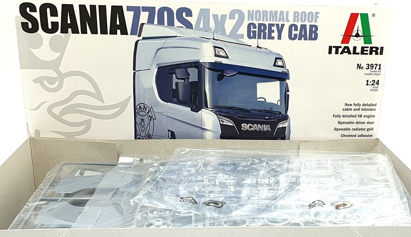 Italeri 1/24 Scale Unassembled Kit 3971 - Scania 770S 4x2 Normal Roof Grey Cab