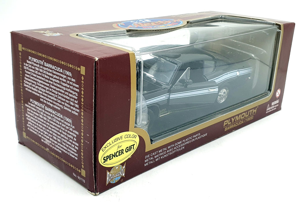 Road Legends 1/18 Scale Diecast 92178 - 1969 Plymouth Barracuda - Black