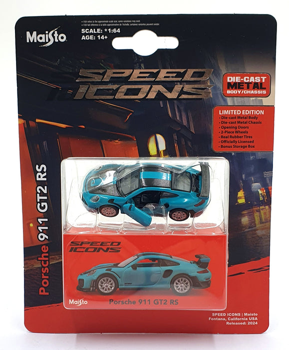 Maisto 1/64 Scale 15700 - Speed Icons Porsche 911 GT2 RS - Blue