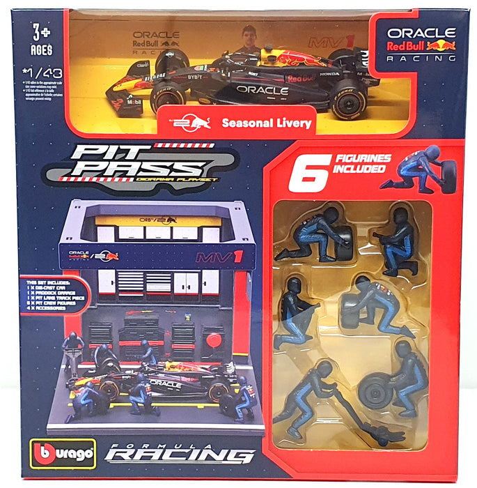 Burago 1/43 Scale 18-38453 - F1 Red Bull MV1 Pit Pass Diorama 2024 Verstappen