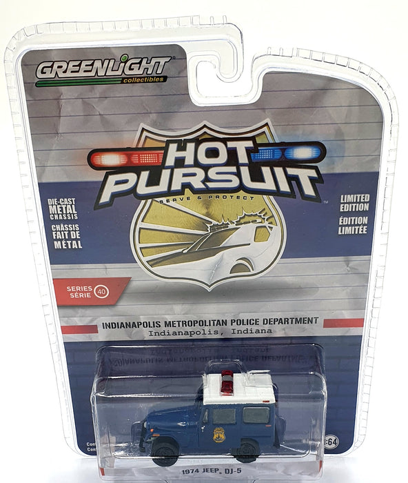 Greenlight 1/64 Scale 42980-A - 1974 Jeep DJ-5 Police Car - Indianapolis PD