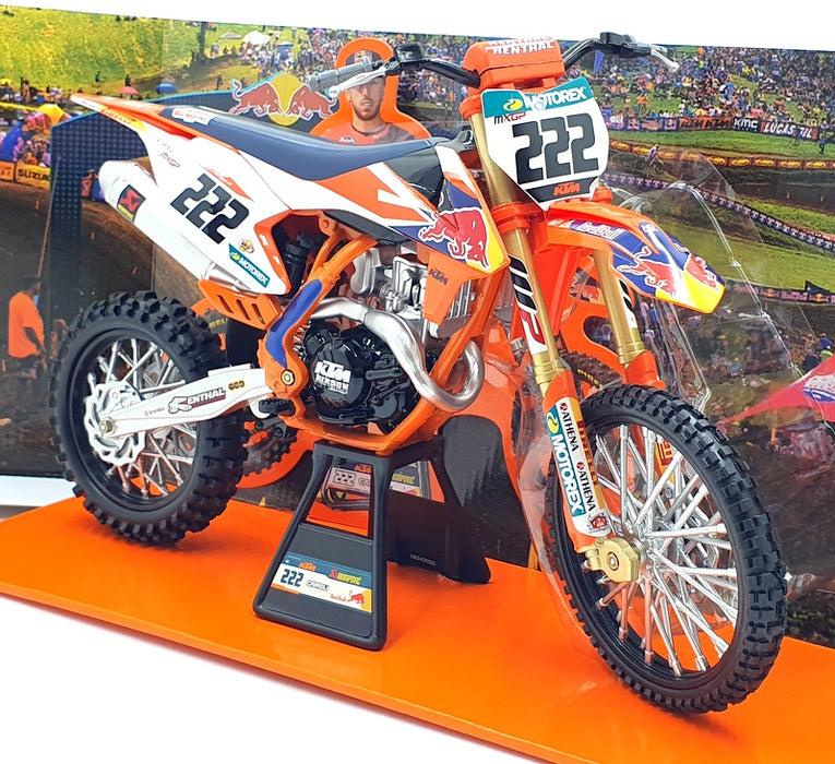 NewRay 1/6 Scale 49673 - RB KTM 450 SX-F Motorbike #222 T.Cairoli - Orange/Blue