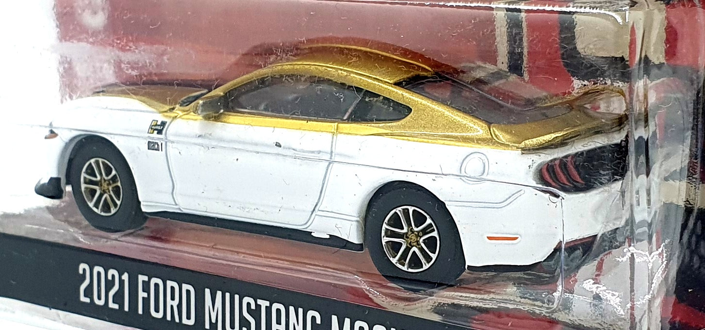 Greenlight 1/64 Scale 41150-E - 2021 Ford Mustang MACH 1 - White/Gold