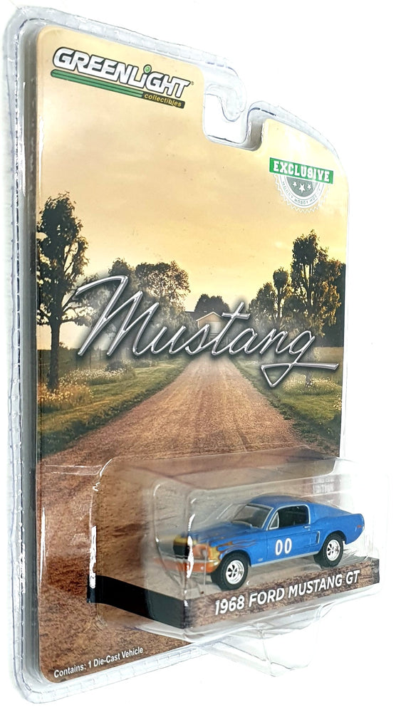 Greenlight 1/64 Scale 30328 - 1968 Ford Mustang GT #00 - Silver Wheels
