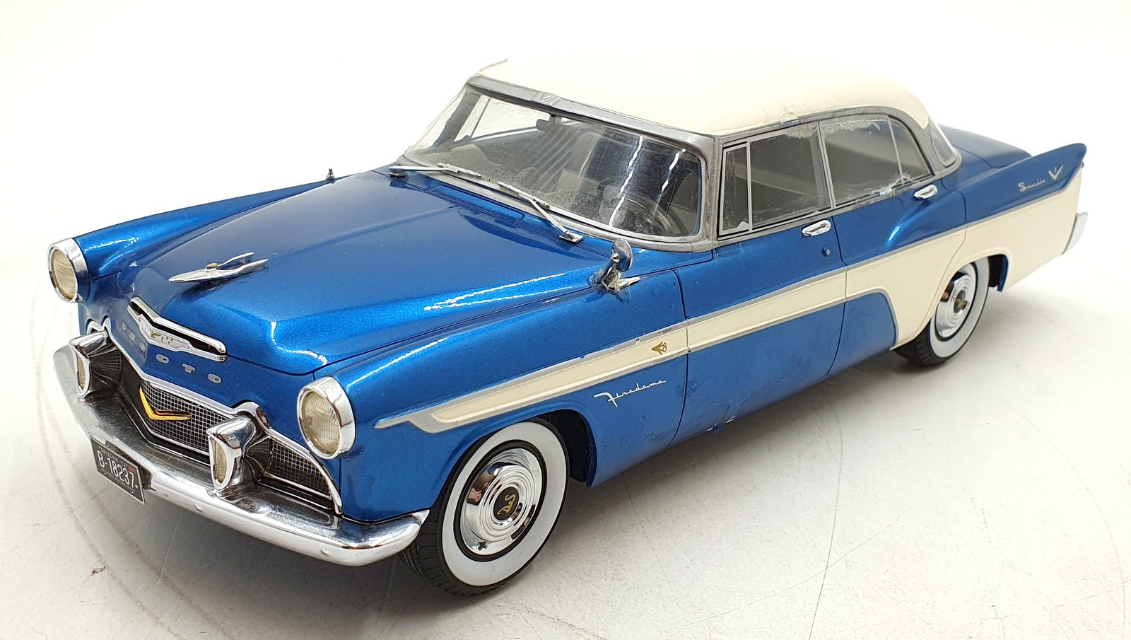BOS Models 1/18 scale BOS237 - Desoto Firedome 4-Door Seville - Met Blue/White