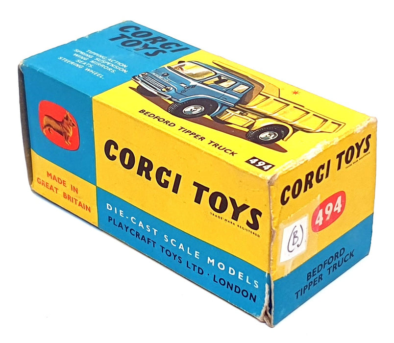 Corgi Toys Original Diecast Model 494 - Bedford Tipper Truck - Red/Yellow